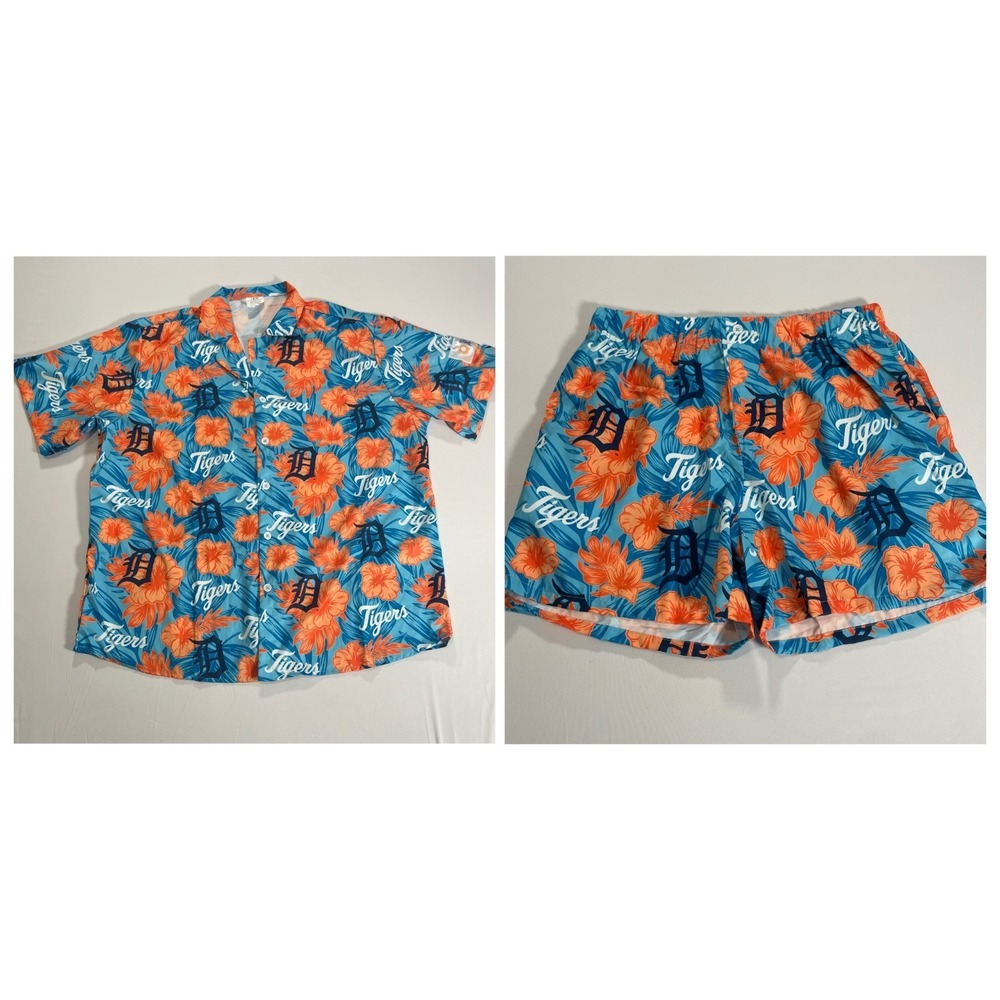 Detroit Tigers Hawaiian Shirt & Shorts Set Adult XXL SGA 7/26/25